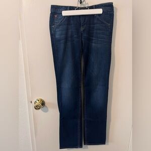 Hudson Jeans Dark Wash Whisker Fade Triangle Flap Pockets Size 28